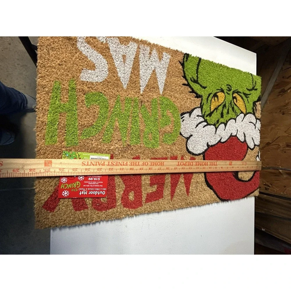 Grinch Christmas Green Outdoor Mat Rug 18x28 - Merry Grinch Mas